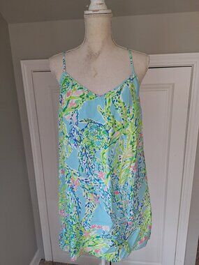 Lilly Pulitzer's Blue Heaven Silk Slip Dress Size Medium